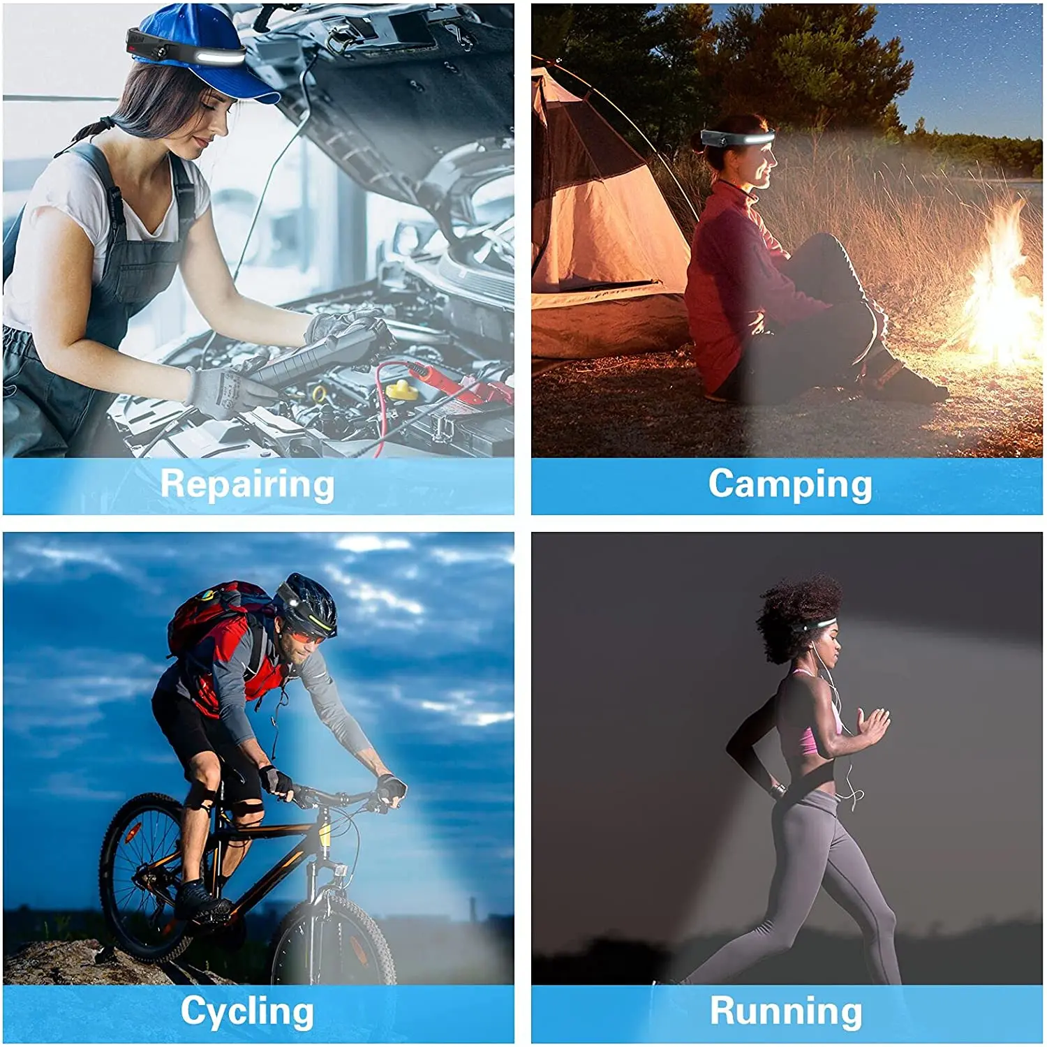 USB Rechargeable Mini COB Headlamp For Riding  LED Strip Wide Angle Broadbeam Led Headband New Camping Lighting LED Headlamp