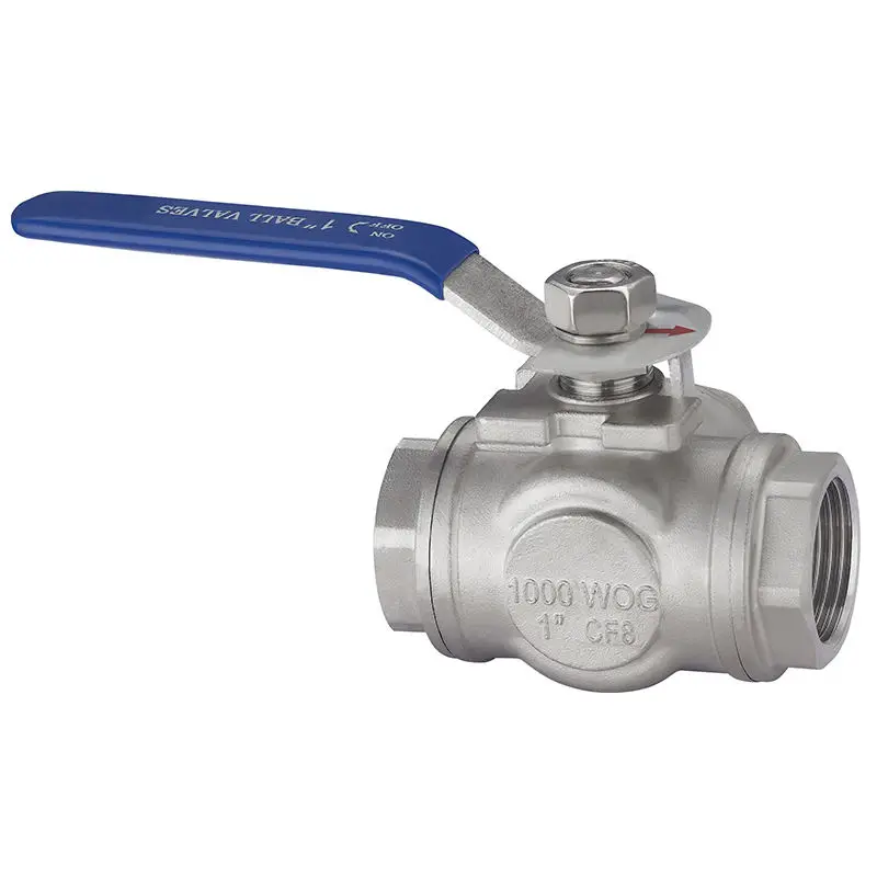 1000wog L Port Cf8m Stainless Steel 304 Ss316 Screw End Cf8 3way Long Handle ball valve ball 3way ball valve