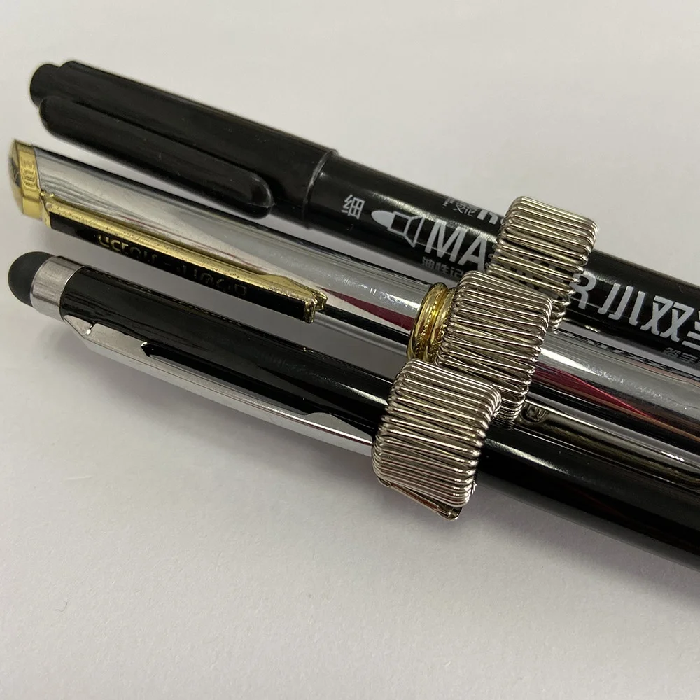Metal Stainless Steel Clip pen holder with springs for Triple pen