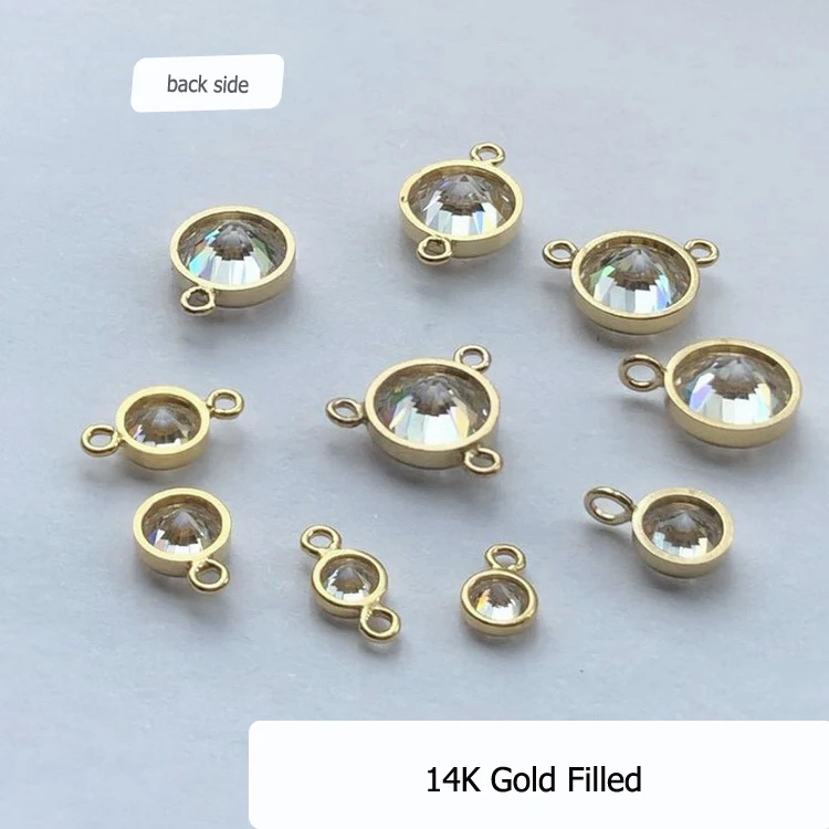 14K Gold Filled Jewelry Charm Diamond Zircon Stone charms For Necklace Jewelry Making