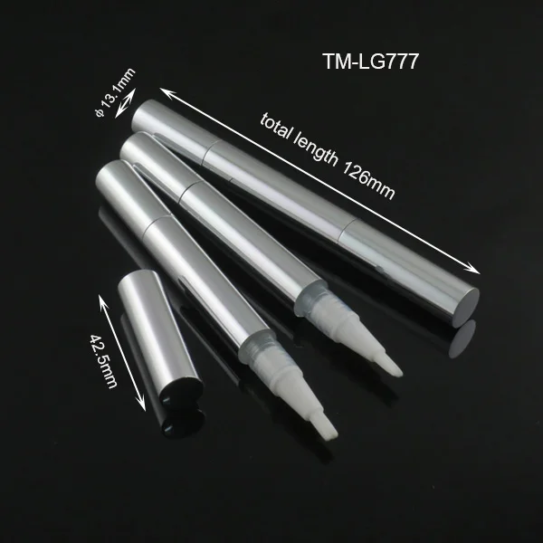 
Free shipping MOQ 500pcs TM-LG777 2ml Aluminium lip gloss tube silver twist up pen cosmetic dispenser package 