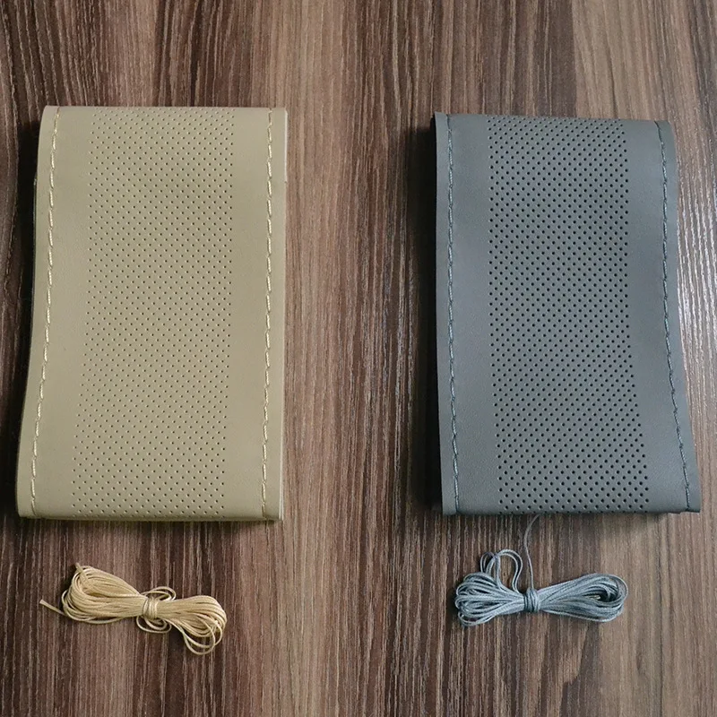 DIY ручная швейная рулевого колеса автомобиля крышки 38 см Универсальный руль крышка из микрофибры PU кожаный чехол для