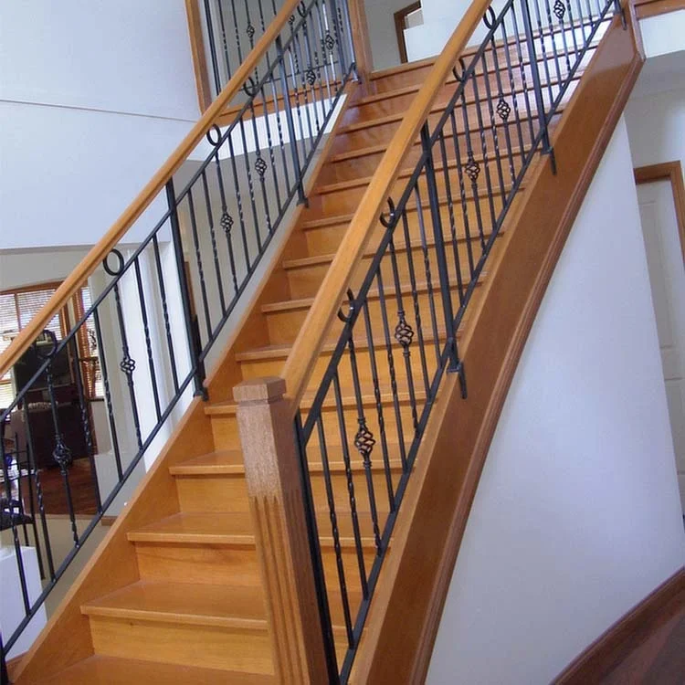 VIKO Indoor Solid Wood Wrought Iron Railing Stairs