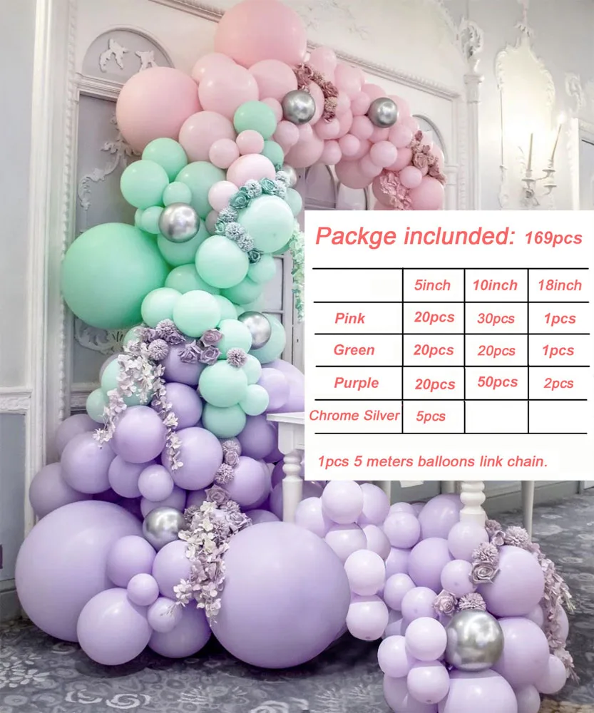 162pcs Pastel Balloons Garland Kit Candy Macaron Rainbow 1st Birthday Party Balloon Arch Set Wedding Party Supplies