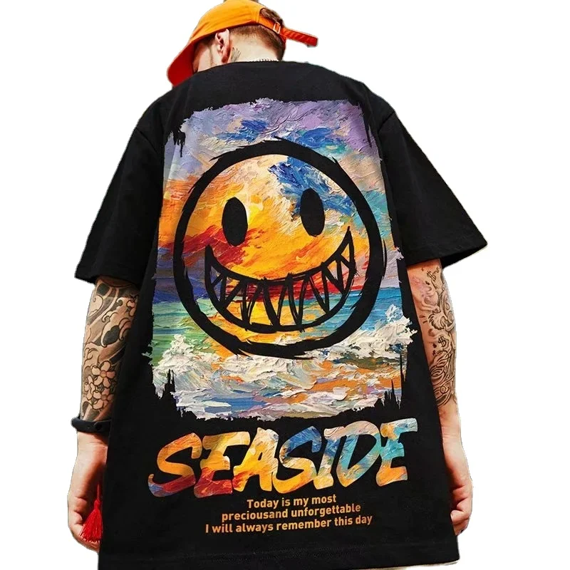 Custom Fashion Basic 220gsm Cotton Tshirt Premium Quality Streetwear Plain Unisex Oversized Tshirts Men Short Sleeve T-shirt