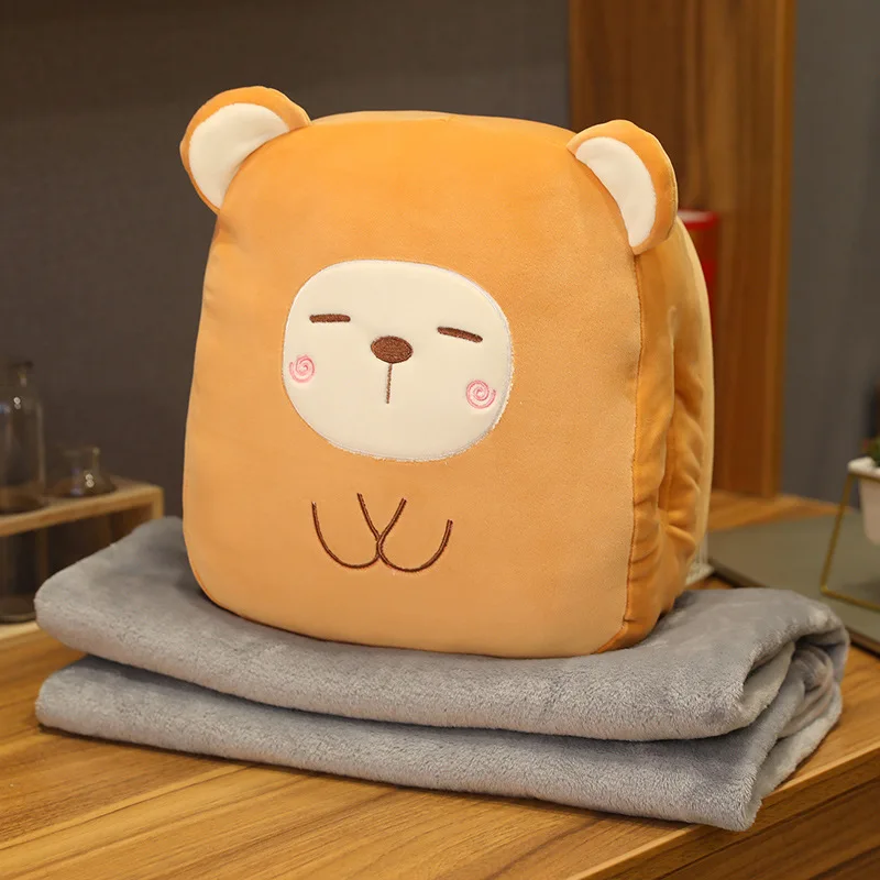 Animal Fruit Cuddle Pillow Quilt  Office Nap Thicken Bear Plush Pillow Blanket For Kids 3 in 1