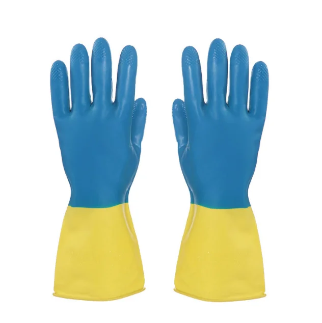 Logo customized industrial cleaning long cuff latex gloves silicone washing gloves rubber household gloves