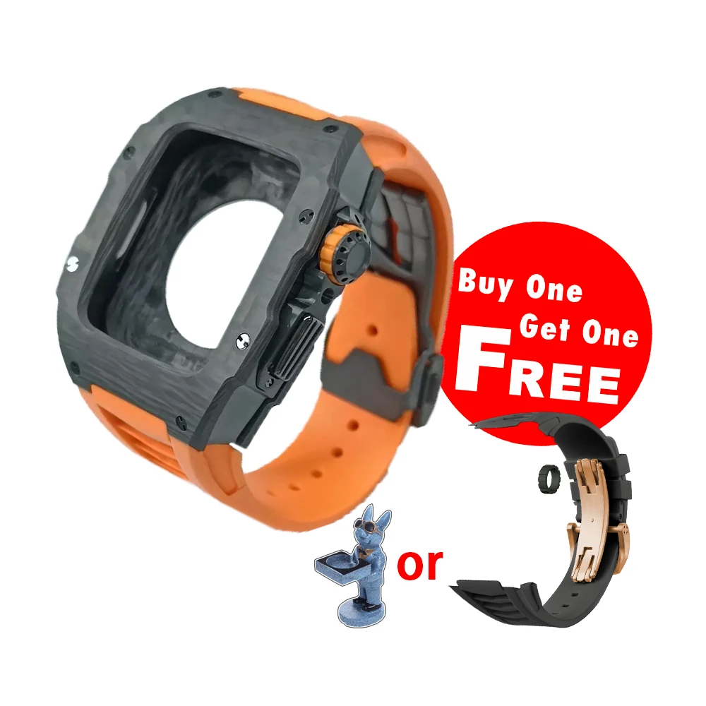 Trendy Design 44mm 45mm Luxury Apple Watch Case Smart Watch Series 6/7/8 Gold Concept Carbon Fiber Mod Cases