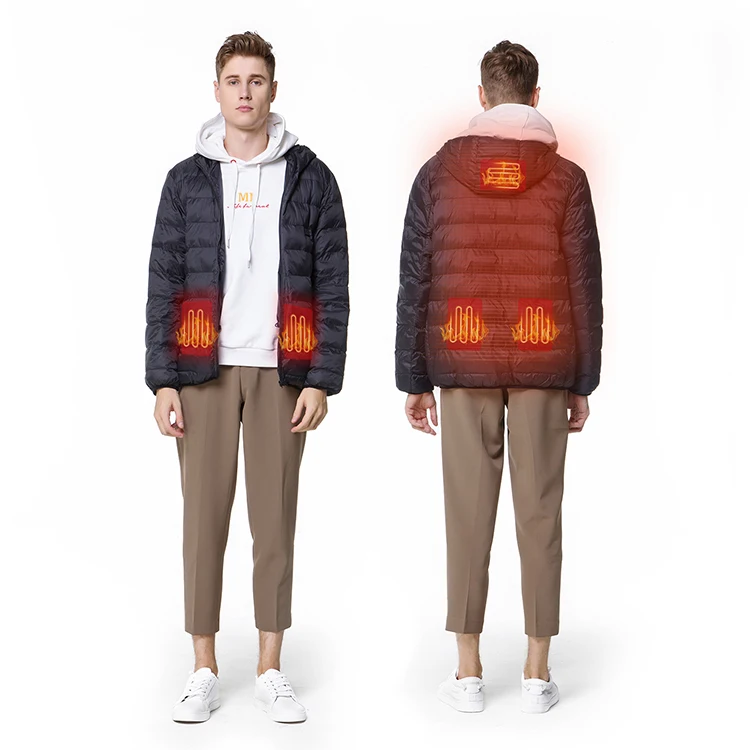 Electric Jacket Full Zip Men Women Winter Rechargeable Battery Powered Goose Puffer Heated Jacket
