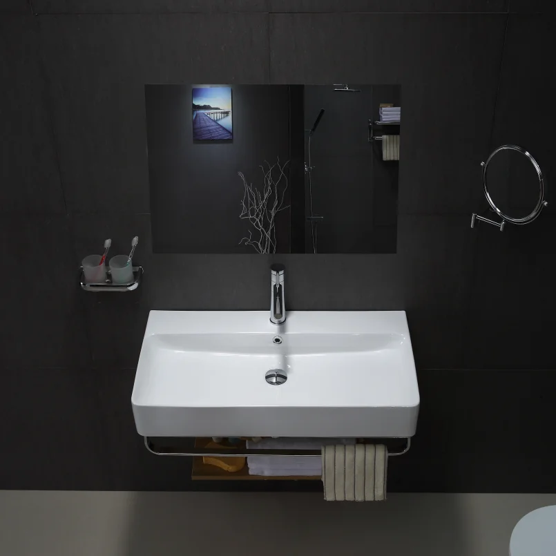 Luxury glossy white bathroom wash hand sink ceramic sink square bathroom sink