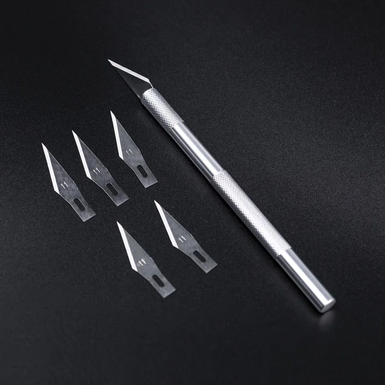 3-Piece Multi-Hobby Knife Set One Knife 2 Spare Blades Soft Wood Craft Decorative Work Steel Material DIY Grade OEM