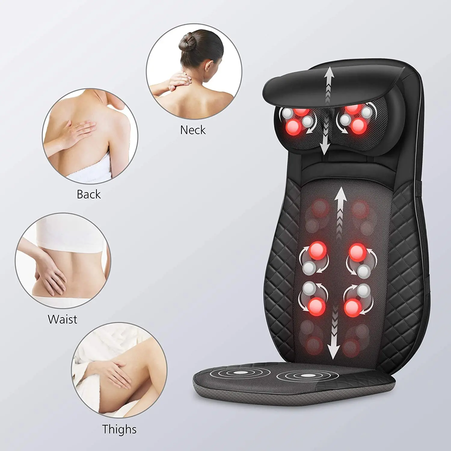 Phenitech 2023 New Shiatsu Vibrating Massage Cushion with Heating Massage Chair Massager Pad Mattress