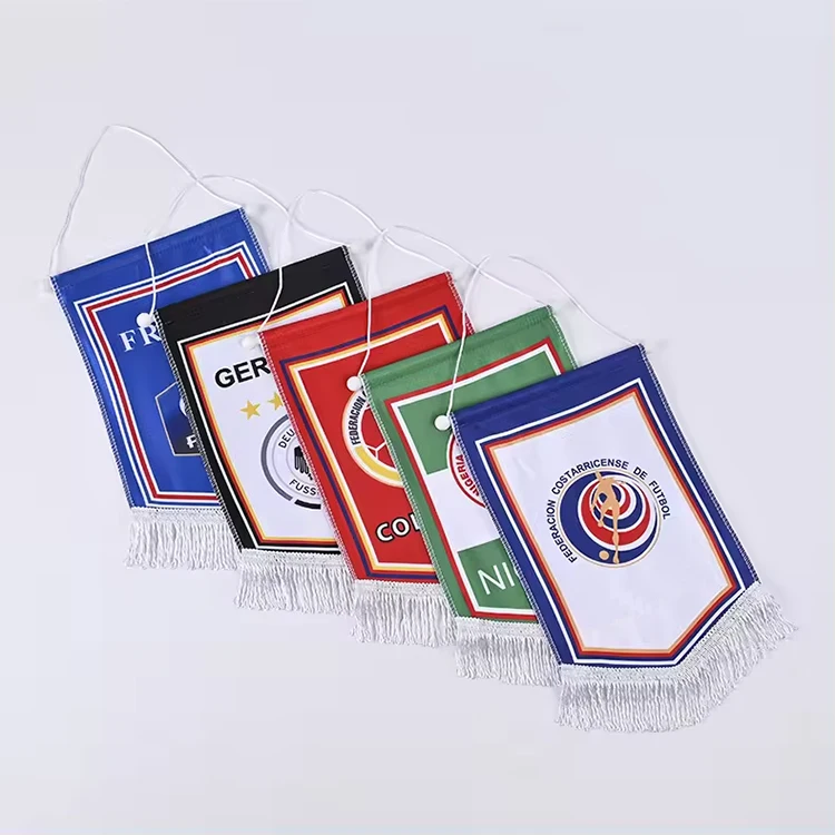 Custom Double Sided Football Flag Soccer Pennants Mini Hanging Wall Flag