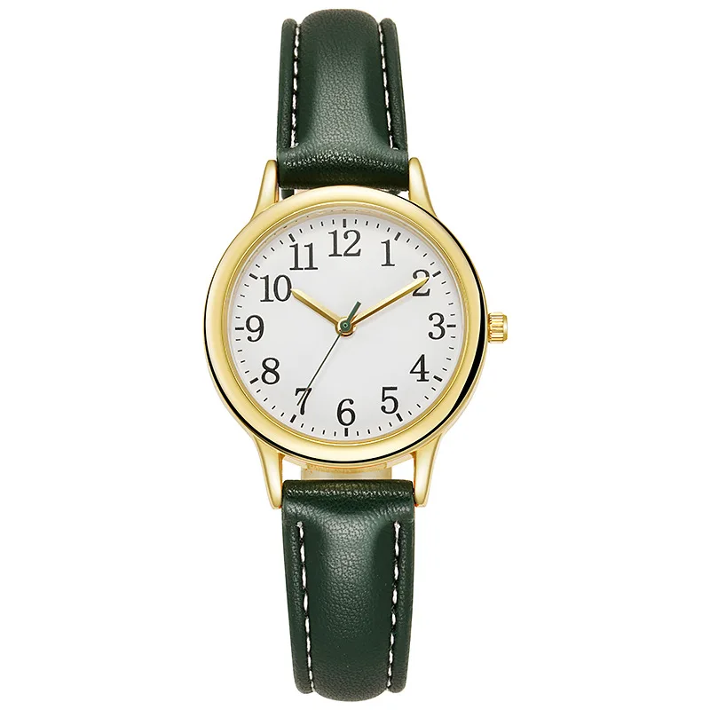 Big Leather Band Number Dial Lady Quartz Watch Women Wrist Watches 5 Colors Wholesale
