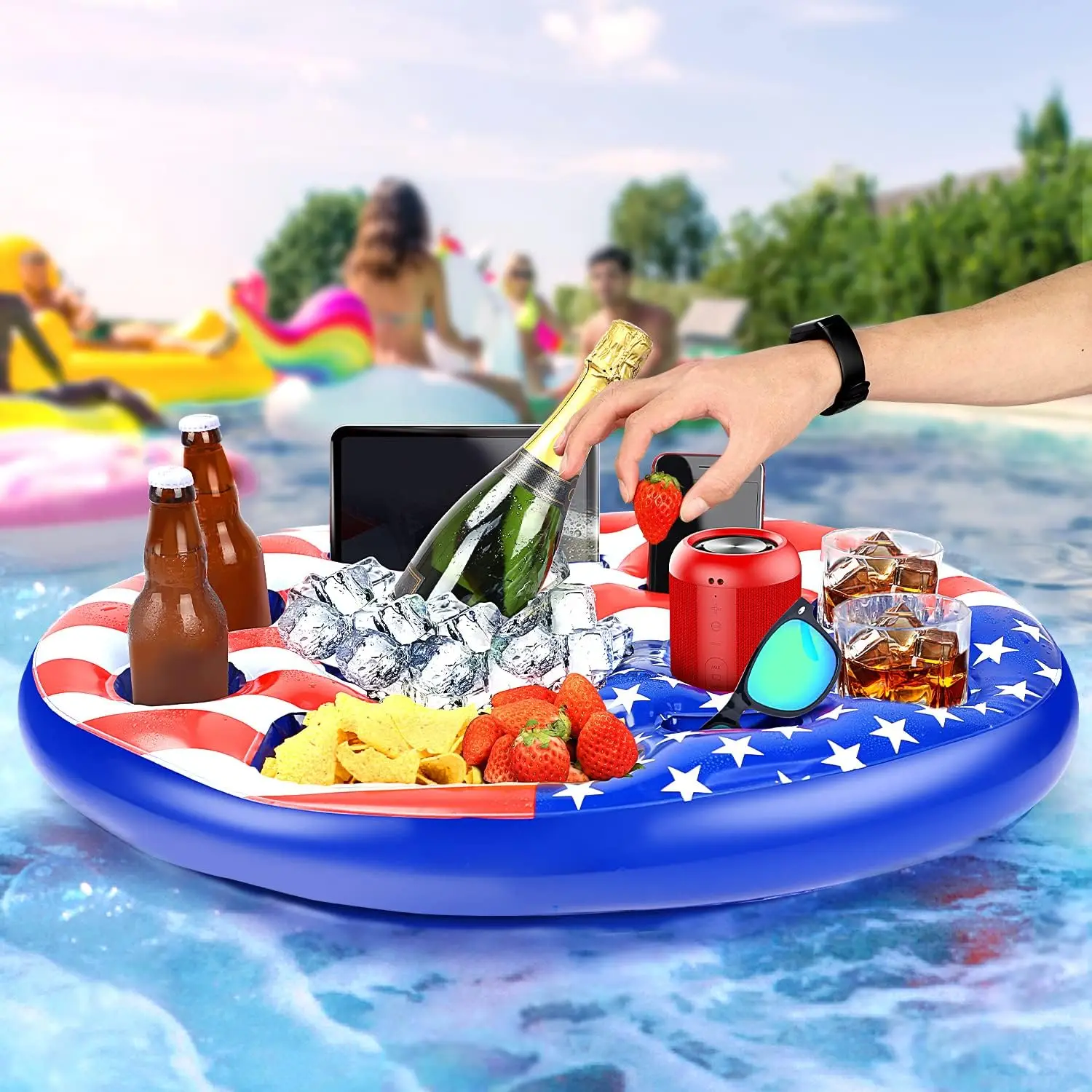 Inflatable Cooler Floating Drink Holder Tray for Pool