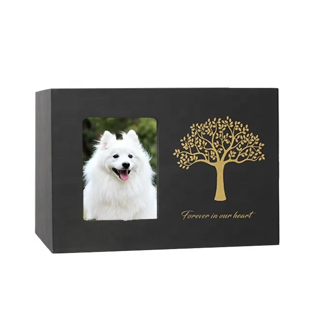 Personalize Pet Coffin Urn In Love Memory Keepsake Box Wood Cremation Wooden Pet Caskets & Urns With Photo