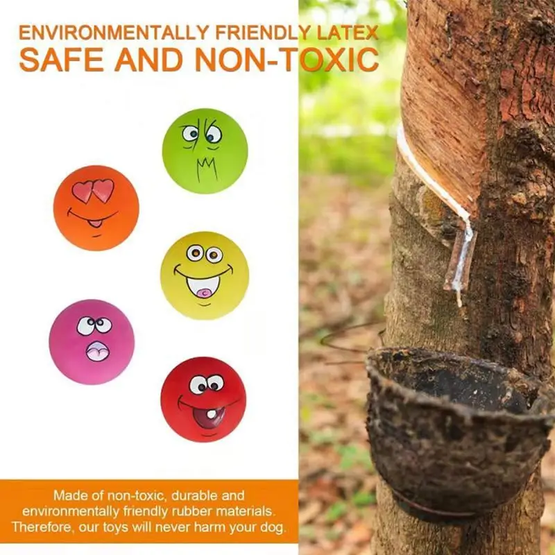 Best Selling Durable Puppy Squeaky Dog Toys Chewing Soft Latex Rubber Interactive Fetch Dog Balls Toy with Funny Face