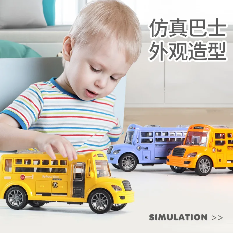 Hot sale cheap funny kids colorful plastic school bus toy wholesale educational mini school model toy bus