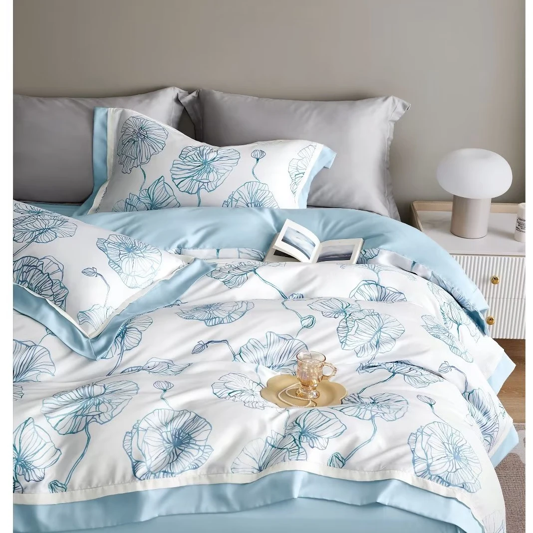 Super soft  100% Tencel King Quilt Bedding Comforter Sets Fashion Design Natural fabric  ODM  Adult