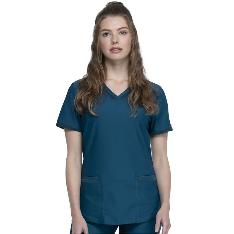 Wholesale Plus Size Eco-friendly Polyester Rayon Spandex 2-POCKET Casual V-NECK Womens Scrub Sets