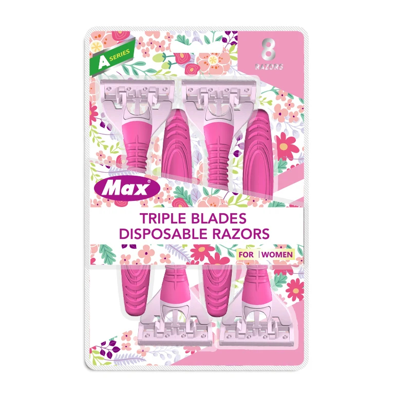 MAX brand 8 Pieces 3 blades shaving razor OEM ODM disposable razor Max original razor factory