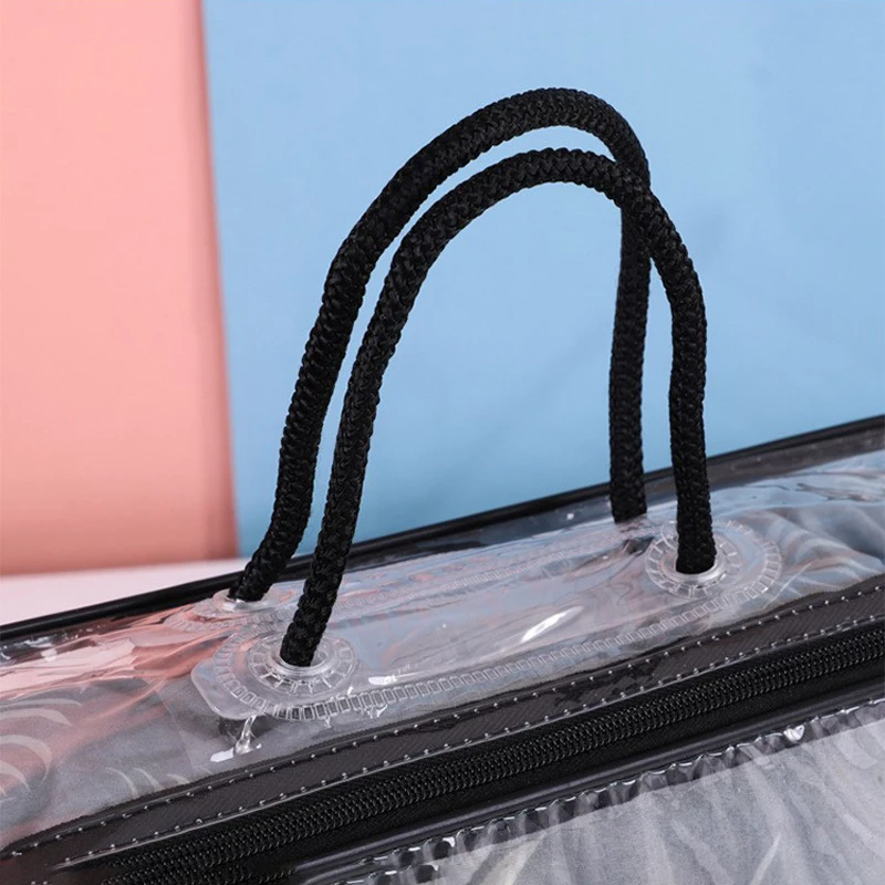 Custom printed logo PVC zipper  bag transparent packing bags for bed sheets clear  plastic tote bags