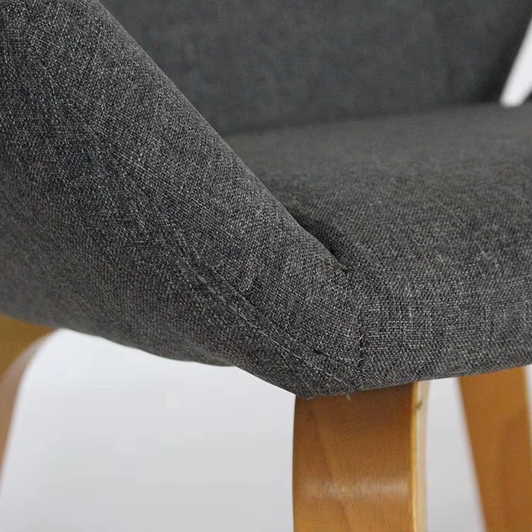 Cheap Wholesale Residential Furniture Fabric Cushion Solid Grey Wood Legs Dining Chair