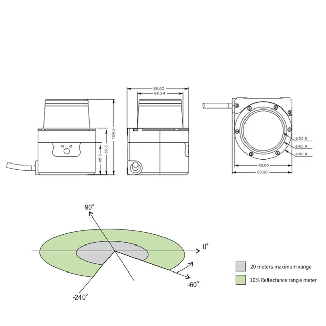 2D Vision Lidar Sensor Module for AGV UAV Obstacle Avoidance and SLAM with High Precision Laser Scanner