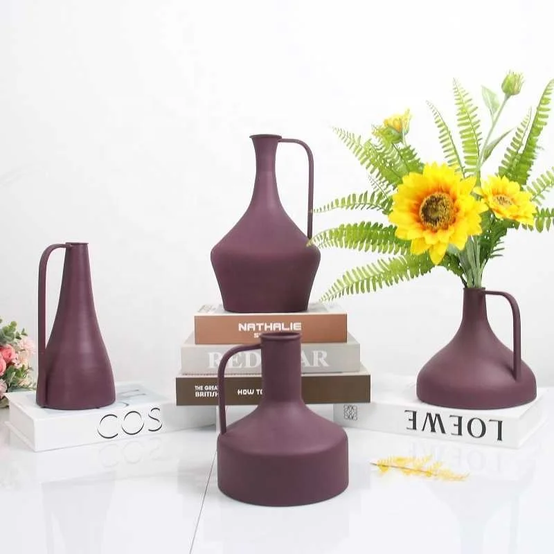 Modern And Minimalist Home Decoration, Morandi Color Creative Vases, Dry Flowers, Iron Art Floral Utensils, Zen Meta