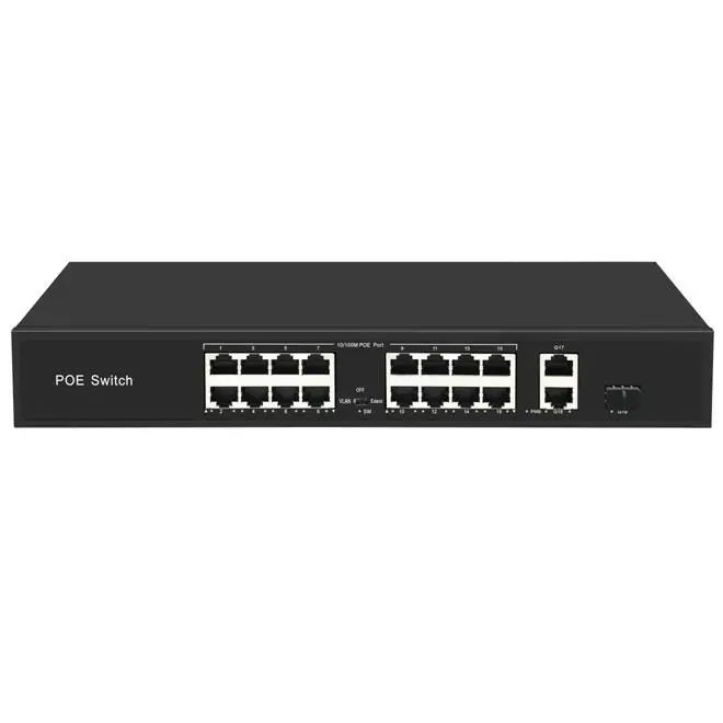 Wholesale 16 Ports Network Switch 200W Power Supply PoE Switch with 2 Gigabit Ethernet Uplink Ports