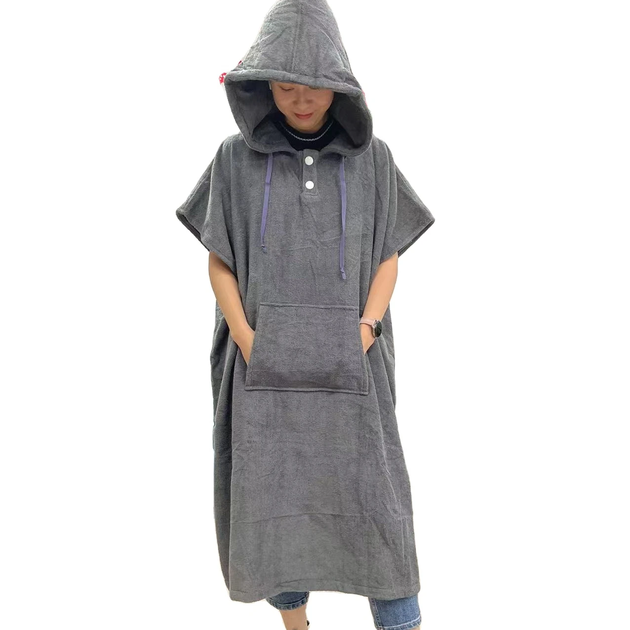 Wuxi Ivy Textile 100% Cotton Surf Poncho surf beach tower for sale women and men poncho hoodie