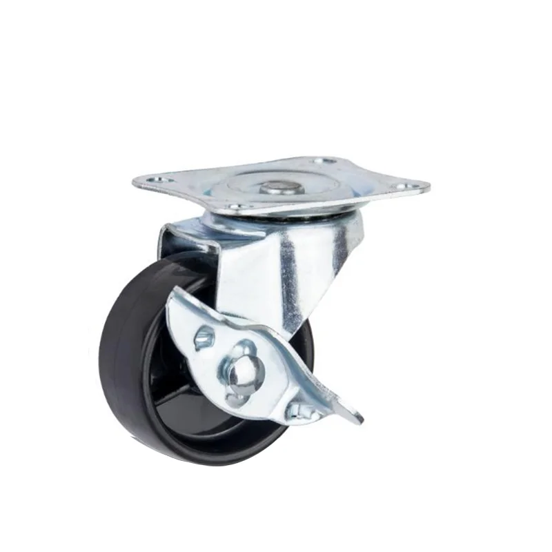 1/1.25/1.5/2 Inch Plastic Swivel Caster Wheels With Stem Furniture Black PP Casters Metal Industrial Wheels For Coffee Table