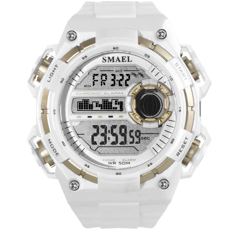 
Smael 1438 analog digital wrist led watch stainless steel back water resistant orologio digitale military time digital led watch 