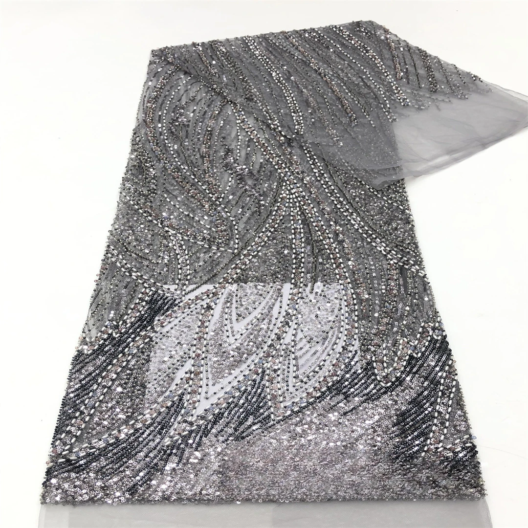 European and American peacock tail hand made beaded lace fabric for fashion and Wedding dresses