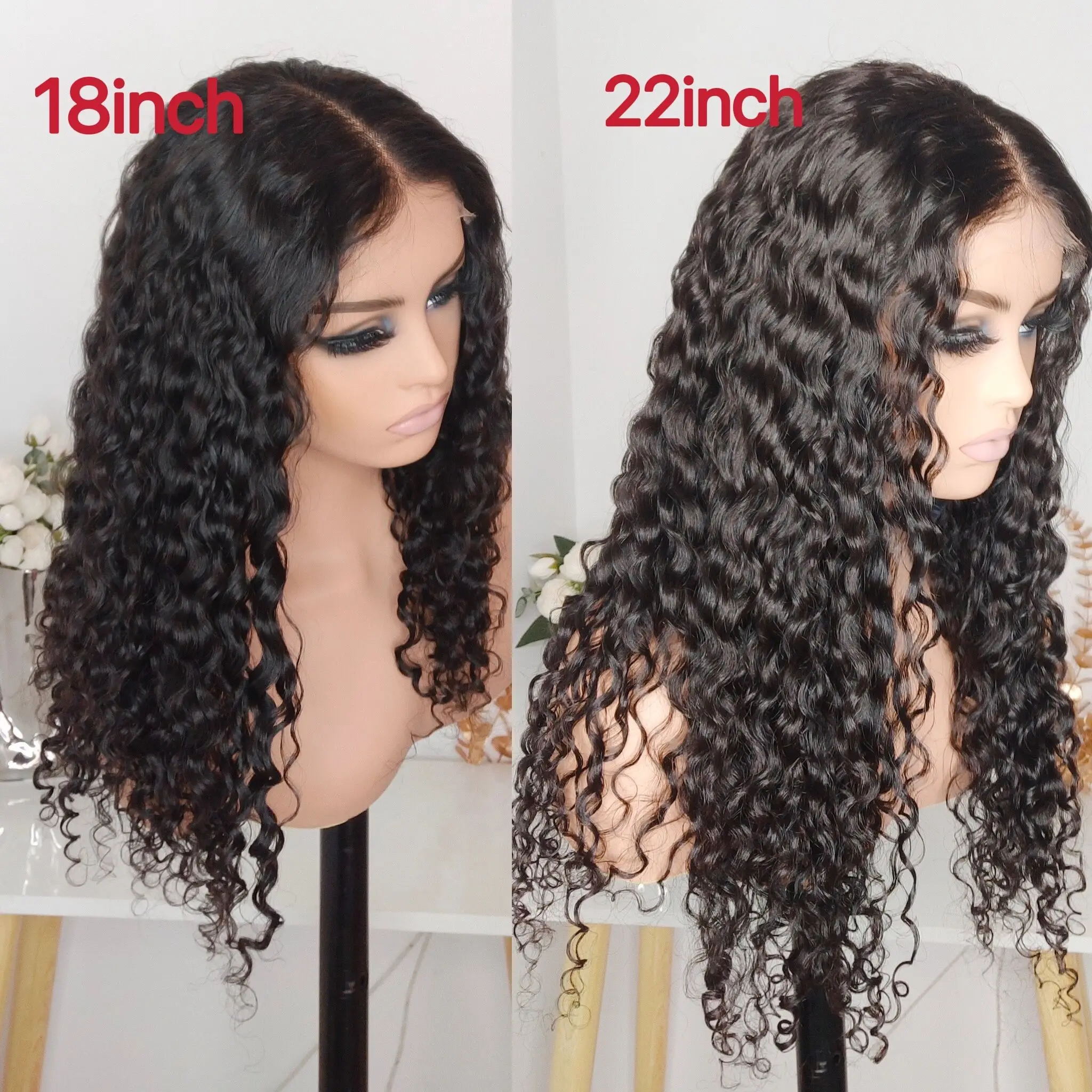 New Cambodian Human Hair Lace Front Wigs Curly Loose Deep Wave Hair Wigs HD Swiss 5*5 Human Unprocessed Virgin Hair 180% Density