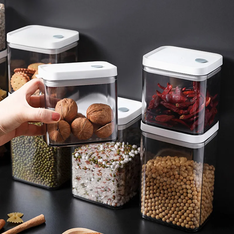 Plastic Airtight Food Storage Containers with Lids Cereal Dispenser For Storing Pasta Kitchen Storage Jars Containers