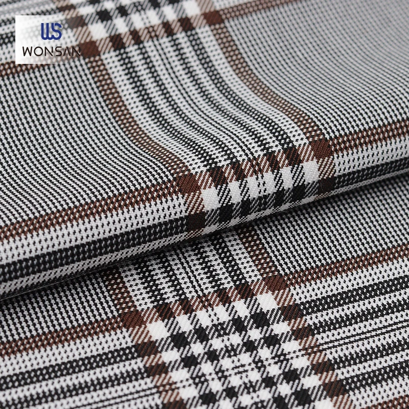 Ткань из полиэстера/вискозы/спандекса, ткань в клетку, противовирусная, модная, костюмная куртка, ткань в клетку 195 г/м2