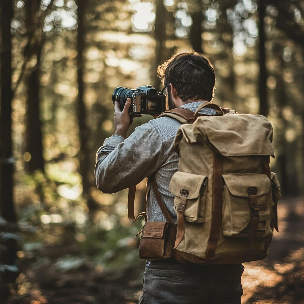 Best Selling High Quality Large Capacity Vintage Style Beige Customizable Factory Outdoor Canvas Leather Camera Bag Backpack