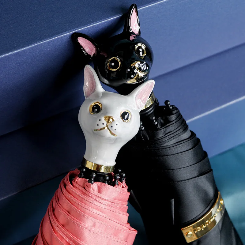 Cat Head Handle Quality Promotional Gifts 5 Fold Mini Pocket Women Umbrella