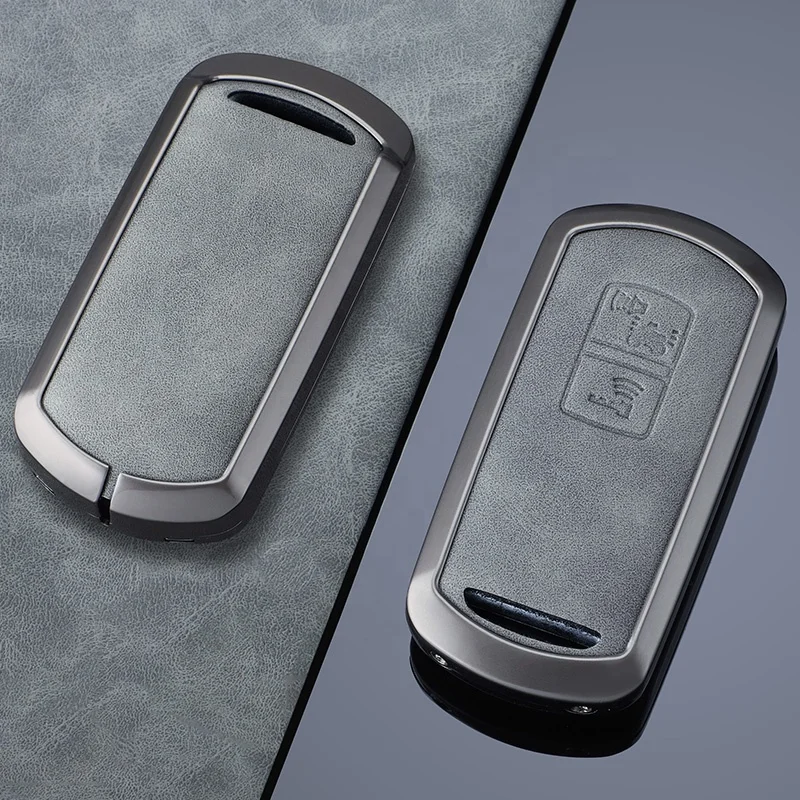 Zinc Alloy+Leather Car Key Shell Case Remote Cover Wear-resisting Key Fob Holder Compatible with Motorcycle Accessories