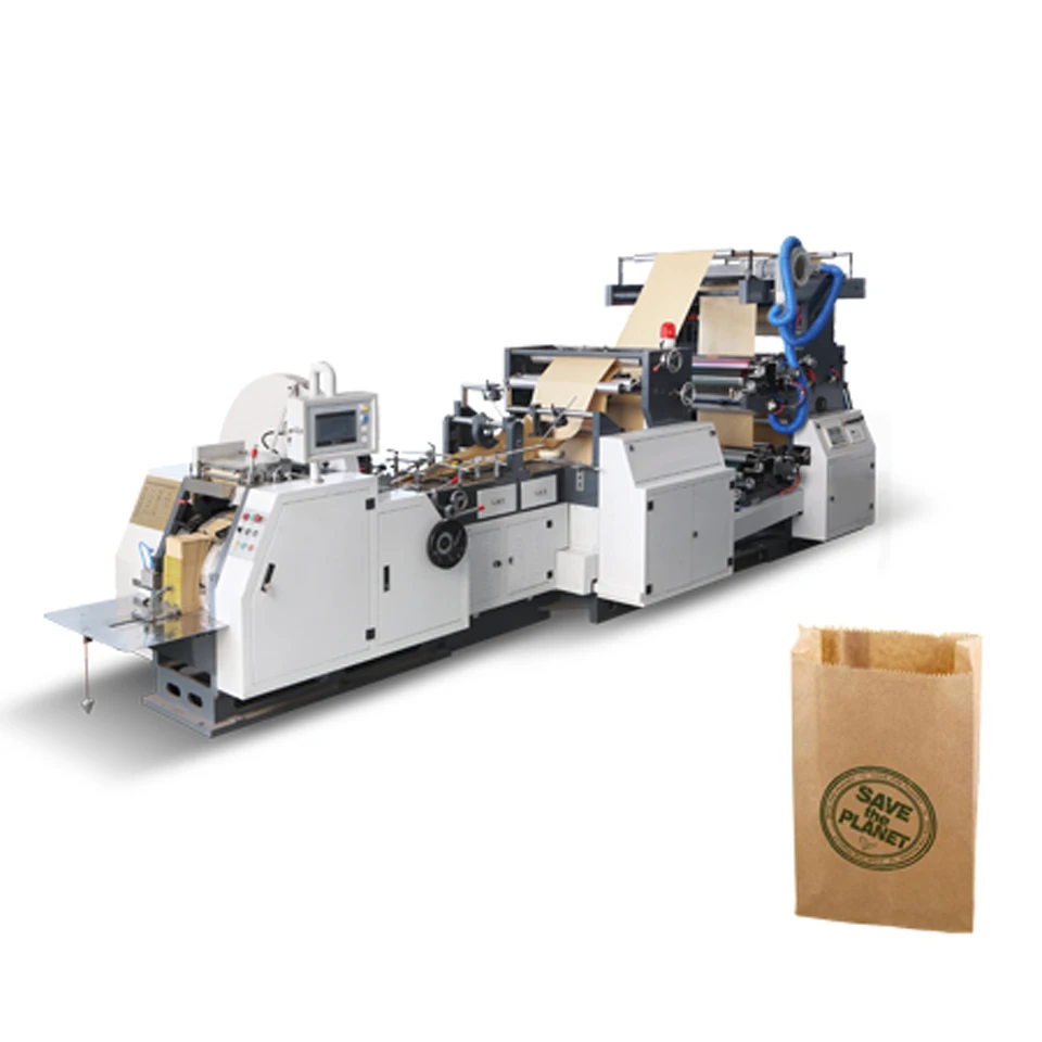 Zhuxin Brand CY-400 Full Automatic V Bottom Kraft Paper Bag Folding Gluing Making Machine with Printing