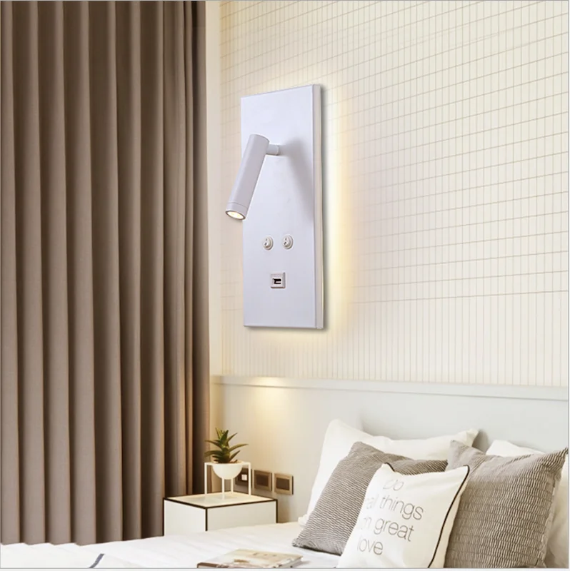 Wall Lamp Hotel Headboard LED Reading Wall Light Modern Painting Copper with USB Socket RD-L0002 Hotel Designer Favourite Choice