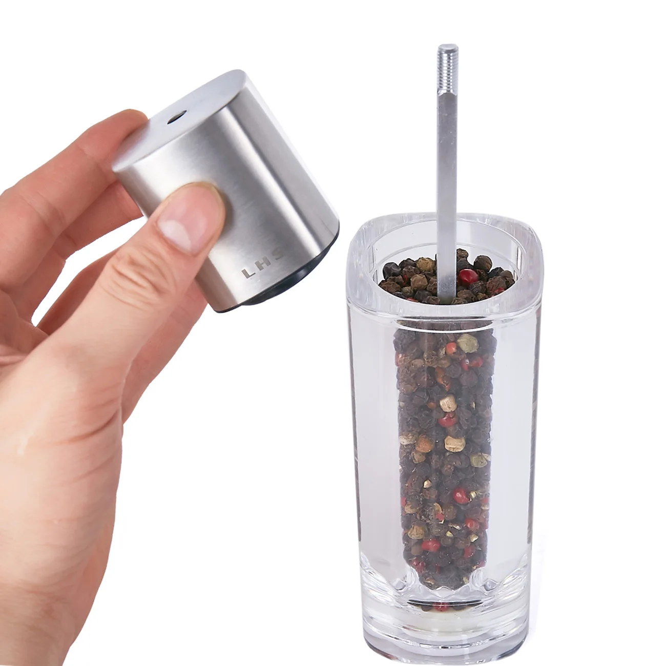 Adjustable Pepper Grinder Ceramic Blades Glass Body Spice & Salt Shaker Salt Mill