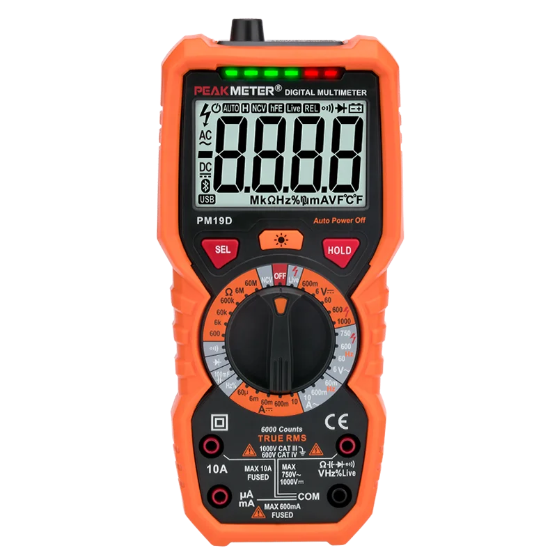 Peakmeter PM19D China manufacturer temperature Frequency Measurement Electrical Multi Tester Dc Current manual range Multimeter