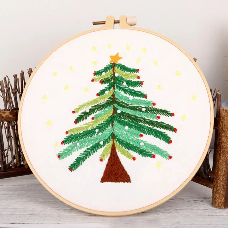 
DIY Christmas Tree Handcraft Embroidery Kit Beginner Sewing Needlework Cross Stitched Embroidery Kit 