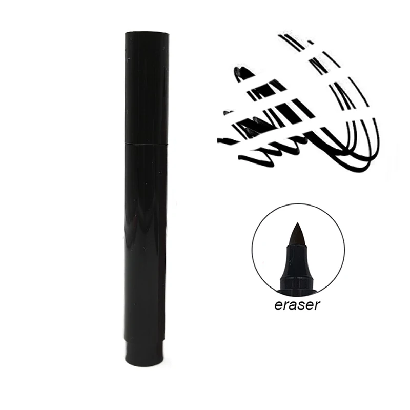 Private label eyeliner double headed OEM 2 in 1 winged eyeliner stamp pencil with eraser eyeliner
