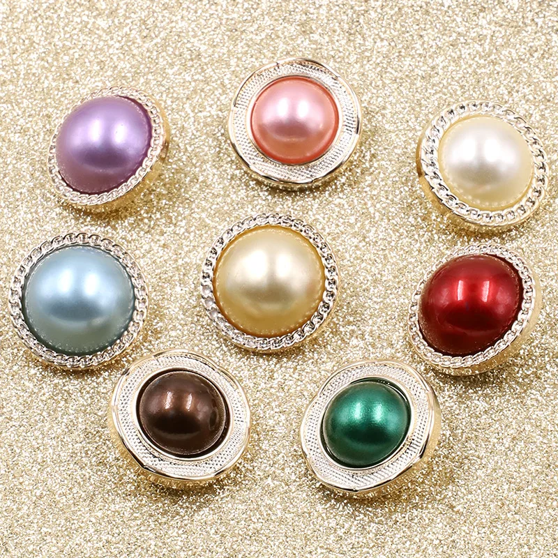 Custom Fashion Colorful Vintage Round Plastic Coat Pearl Shank Button For Clothes