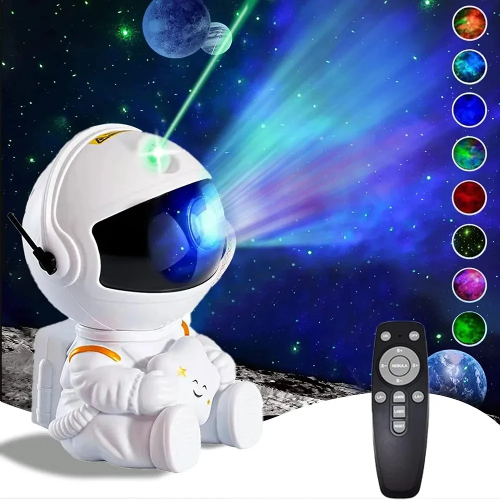 Kids Star Projector Night Light With Remote Control 360 Adjustable Design Astronaut Nebula Lighting For Children Adults