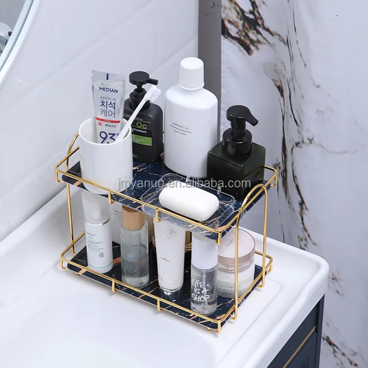 2 Tier  Rectangle Stand Bathroom Desktop Cosmetic Storage Organizer Countertop Dresser Wire Rack
