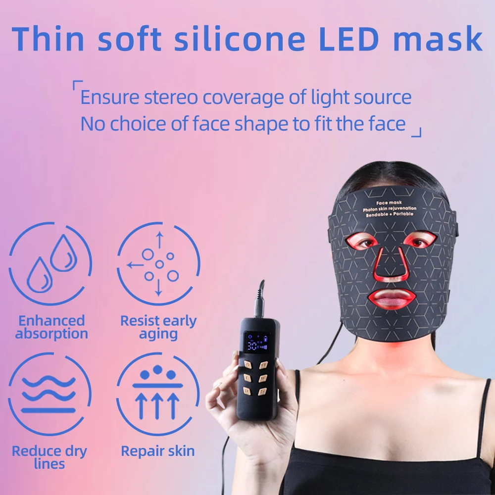 Led Face Mask 4 Color LED Light Photon Near infrared Blue Red Light Therapy Facial Skin Care Mask beauty salon equipment
